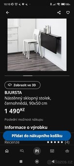 Ikea BJURSTA stůl sklopný 2 ks 100% stav - 4