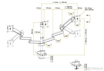 Držák na 3 monitory - AlzaErgo Arm T10B Essential USB - 4
