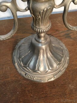 Velký cínový svícen 4 x punc. Krásný masivní cín. - 4