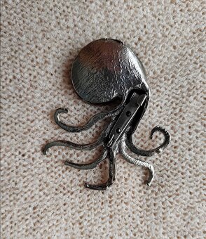 Přírodní amonit Brož s přívěsky ve tvaru chobotnice - 4