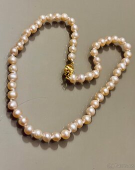 Perlový náhrdelník - pravé růžové perly 7-8 mm - 4