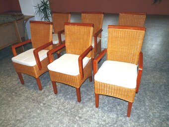 stylové ratanové křesílka 6 ks s podsedáky - 4