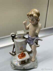 Míšeňské sošky dvou Andílků 19.století ,porcelán - 4