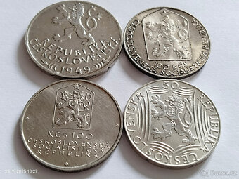 4x stříbrná pamětní mince Československo - 4