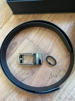 Nový set opasků BANDI - černý kožený, černý s pruhy pružný - 4