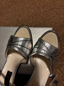 Stříbrné kožené lodičky vel.39 - 4