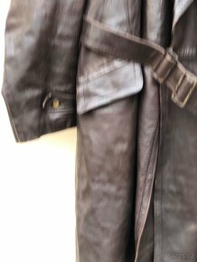 Kožený-hnědý vojenský kabát - 4
