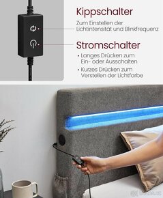 Nová postel s LED osvětlením a roštem - 4