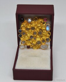 Velká zlatá brož s kameny 18ti karátové zlato - 4