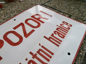 Cedule smaltovaná Pozor státní hranice nepoužitá 2.000 kč - 4