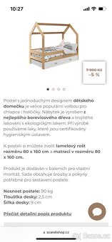 DĚTSKÁ POSTEL DOMEČEK D3 BOROVICE 80 X 160 CM - 4