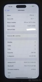 iPhone 14 PRO MAX, 256GB, NOVÁ BATERKA-kondice 100% - 4