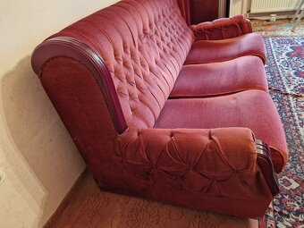 Starožitná masiv rozkládací pohovka a křesla - 4