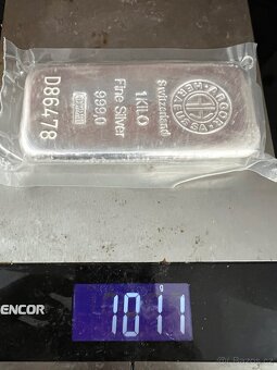 1 Kg Ag Stříbrný slitek Argor-Heraeus s dřevěnou etuí - 4