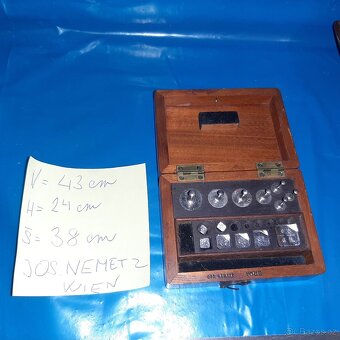 Starožitné laboratorní váhy vč.lab. závaží Josef Nemetz Wien - 4