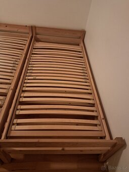 2x dřevěná postel 90x200 + rošty, Brno - 4