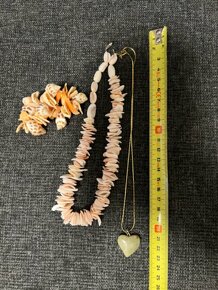 náramek, řetízek - mušle, řetízek - srdce - achát - 4