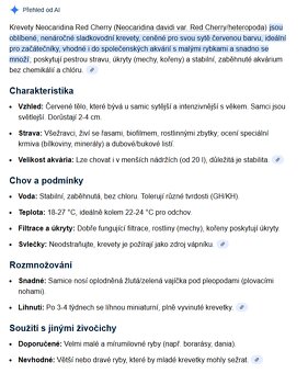 krevetky neocaridina red cherry 10,-/ ks - 4