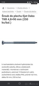 Šroub do plechu 4,8x90 500 ks celkem - 4