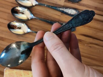 Retro postříbřené čajové lžičky - 6ks - 4