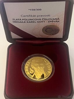 Zlato / zlaté půluncové mince ,medaile Karel Gott - 4