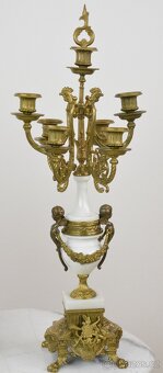 Starožitné krbové hodiny FHS s kentaury+svícny XXL - 4