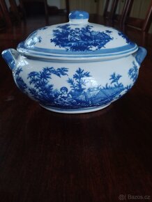 Nádherný starožitný modrý porcelán romantický design - 4