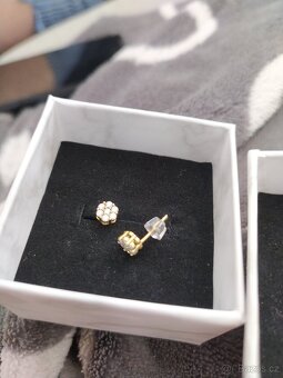 Zlaté náušnice s diamanty / brilianty NOVÉ - 4