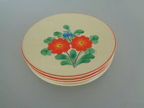 4 dezertní talířky - stará ručně malovaná keramika - 4