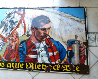 Stará smaltovaná cedule Dobré pivo Riebeck XXL verze, Lipsko - 4