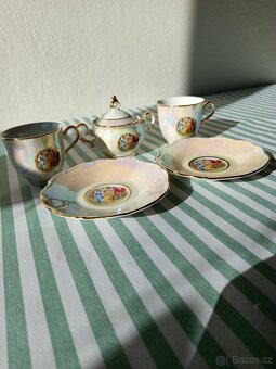 Pozlacený perleťový porcelán – tři grácie - 4