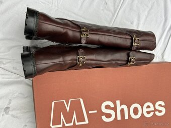 Kožené vysoké hnědé kozačky s beránkem vel. 38 málo nošené - 4