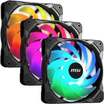 Sada ventilátorů MSI 120mm 3ks, black/white, RGB podsvícení - 4