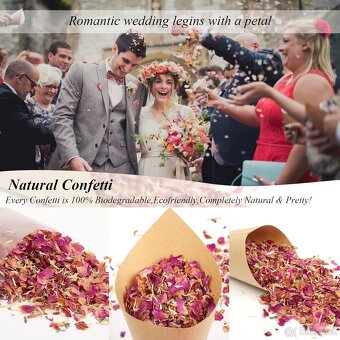 Svatební konfety - sušené květy růží - 4