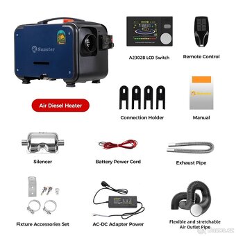 Naftové topení 5-8kW, 12/24/230V, auto start/stop, BT - 4