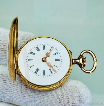 14K CELO ZLATÉ KAPESNÍ HODINKY JOSEF JÄGER WIEN V ETUI S ŘET - 4