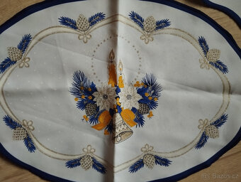 Vánoční ubrusy a dečky modro/žluté - 4