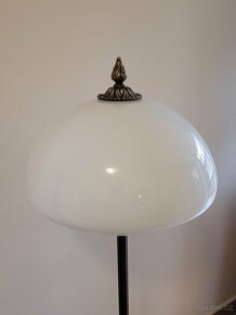 stojací podlahová mosazná lampa, bílé stínidlo - 4