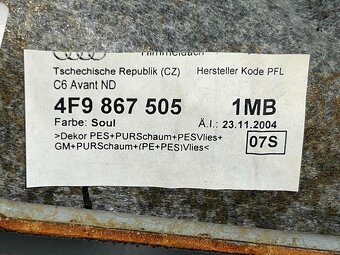 Stropnice černá 4F9867505 Audi A6 C6 4F avant r.v. 2006 - 4