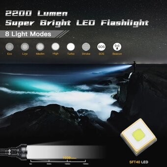 svítilna WURKKOS TD01 USB 2200 lumenů taktická - 4