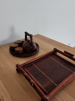 Čajový set + dřevěný podnos ve skvělé kondici - 4