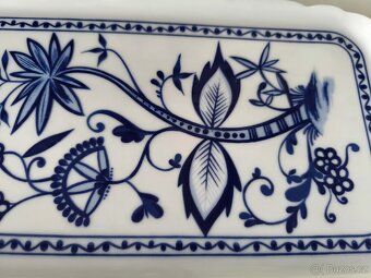 Porcelánový obdélníkový talíř, originál cibulák - 4