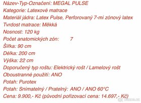 Luxusní latexová matrace UNAR - MEGAL PULSE 90x200x22 cm - 4