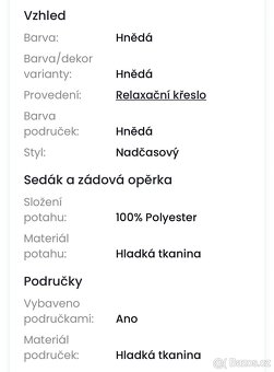 Relaxační TV křeslo s elektr. polohováním - 4