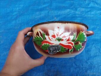 Smaltovaná miska s uchy, průměr 16 cm - 4