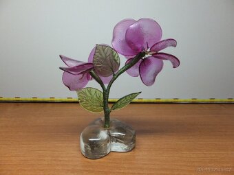 Starožitná krásná skleněná kytička, předpoklad J. Brychta, Ž - 4