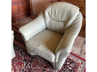 Luxusní kožená sedací souprava 3+1+taburet,1900 - 4