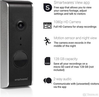 Video zvonek s kamerou Smartwares Wired IP Wi-Fi nový - 4