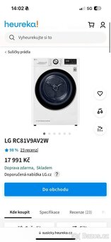 LG RC81V9AV2W 8 kg Zánovní - 4