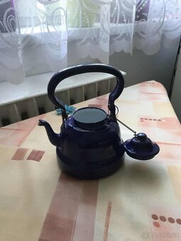 MODRÁ MALÁ SMALTOVANÁ KONVIČKA - 4